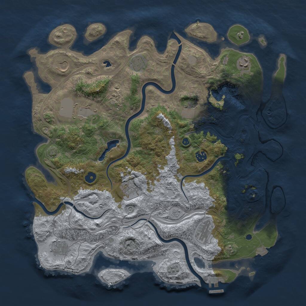 Rust Map: Procedural Map, Size: 4250, Seed: 297614247, 16 Monuments
