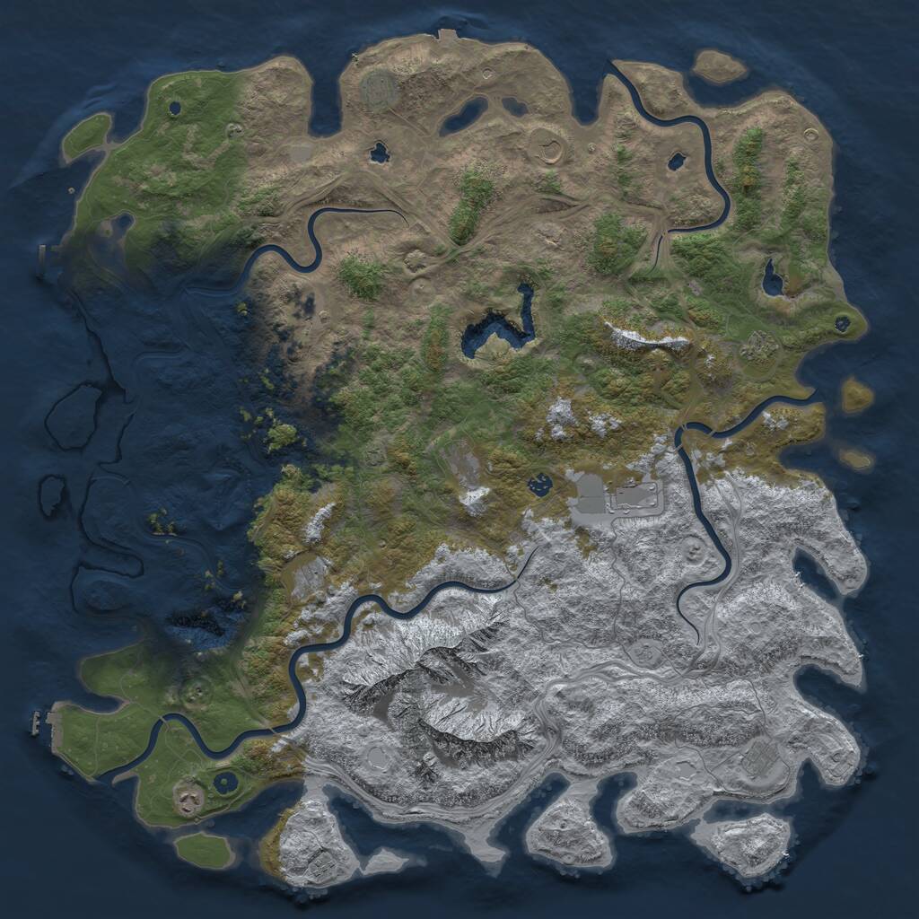 Rust Map: Procedural Map, Size: 6000, Seed: 672752773, 17 Monuments