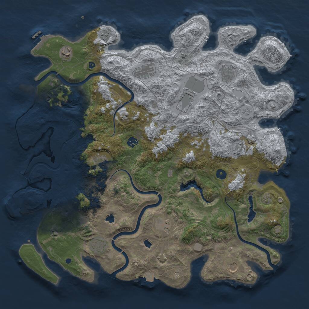 Rust Map: Procedural Map, Size: 4500, Seed: 820379309, 17 Monuments