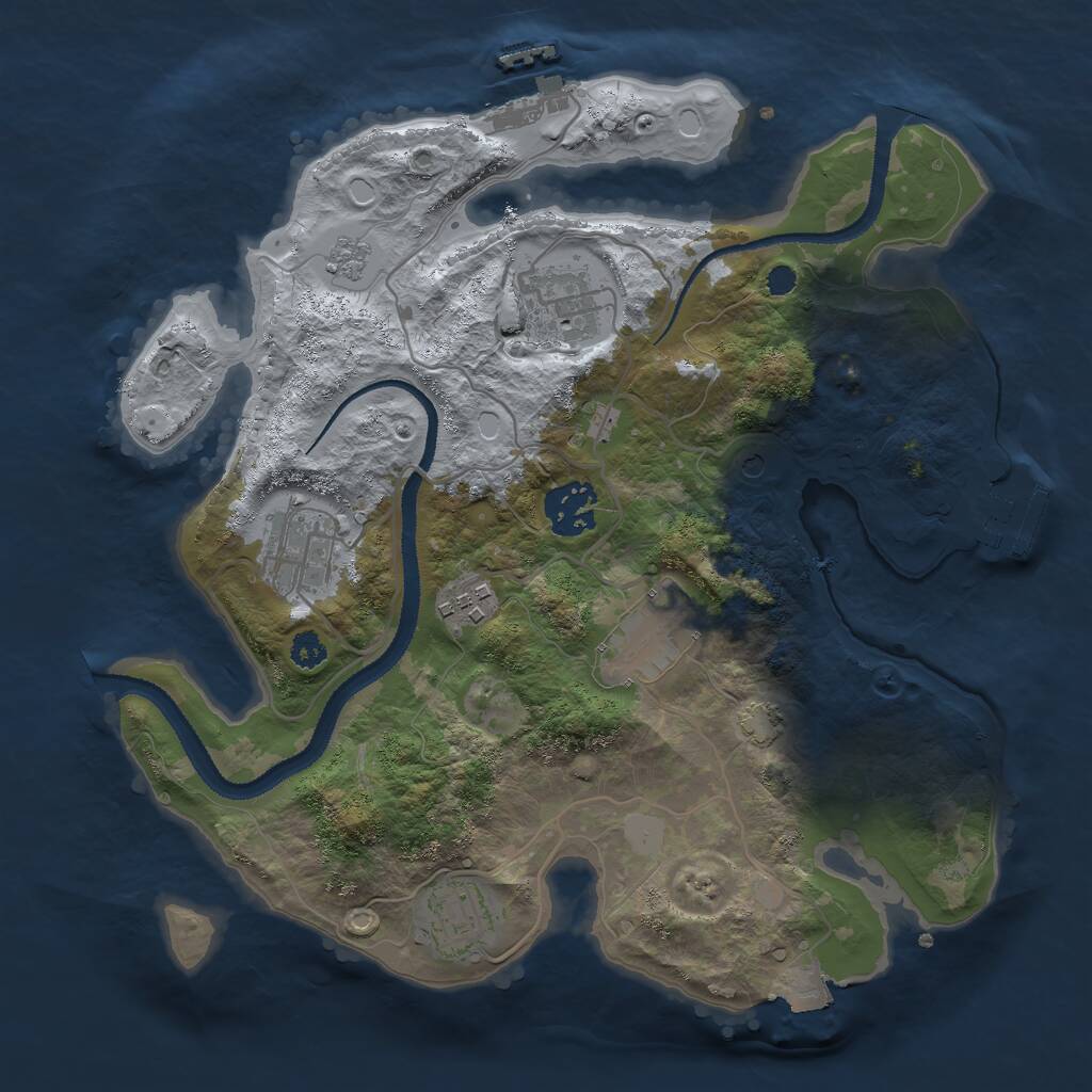 Rust Map: Procedural Map, Size: 3000, Seed: 1119297860, 12 Monuments