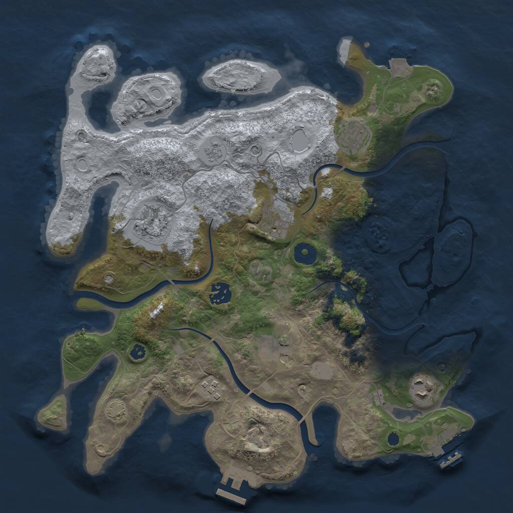 Rust Map: Procedural Map, Size: 3400, Seed: 50526909, 13 Monuments