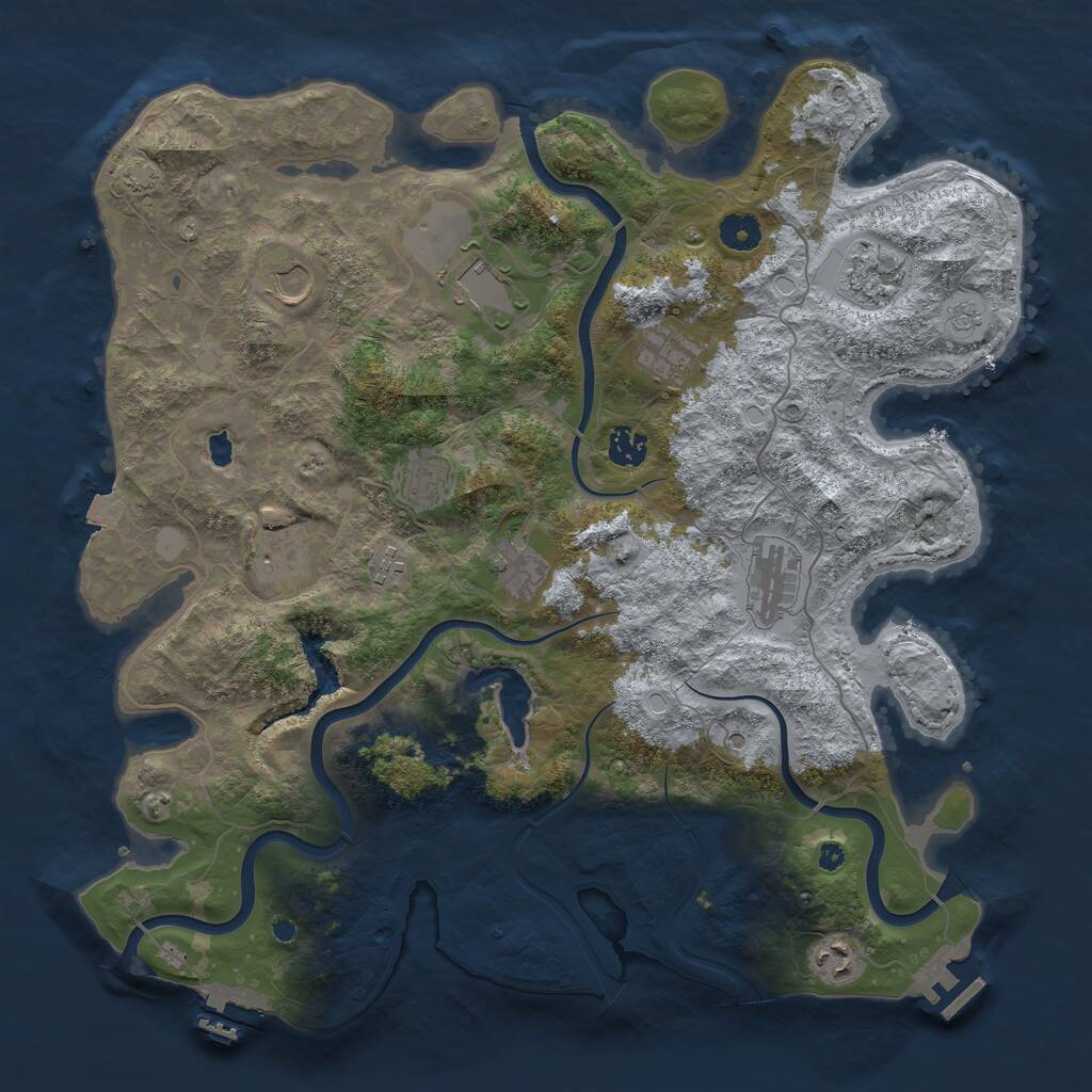Rust Map: Procedural Map, Size: 4096, Seed: 631956557, 17 Monuments