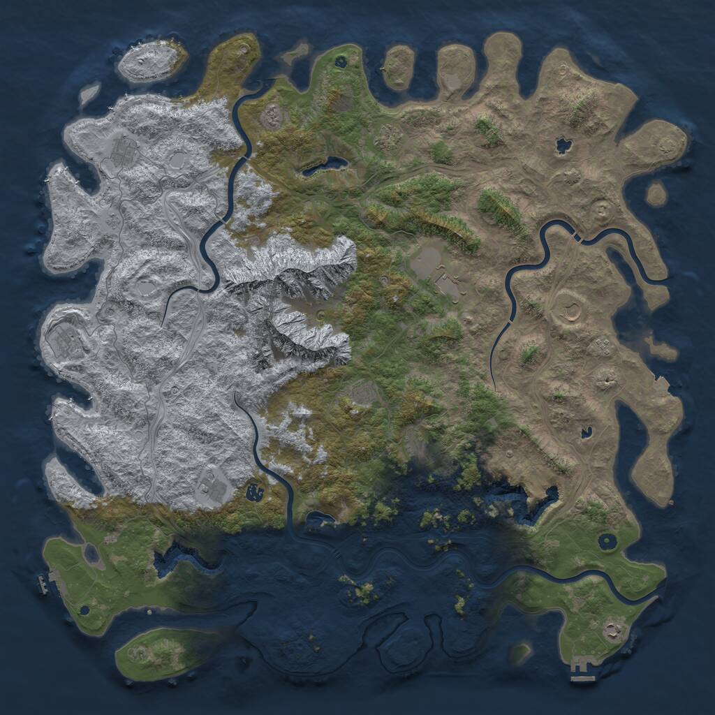 Rust Map: Procedural Map, Size: 6000, Seed: 1999468004, 17 Monuments