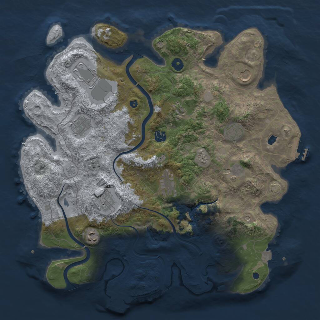 Rust Map: Procedural Map, Size: 4000, Seed: 1947402825, 17 Monuments