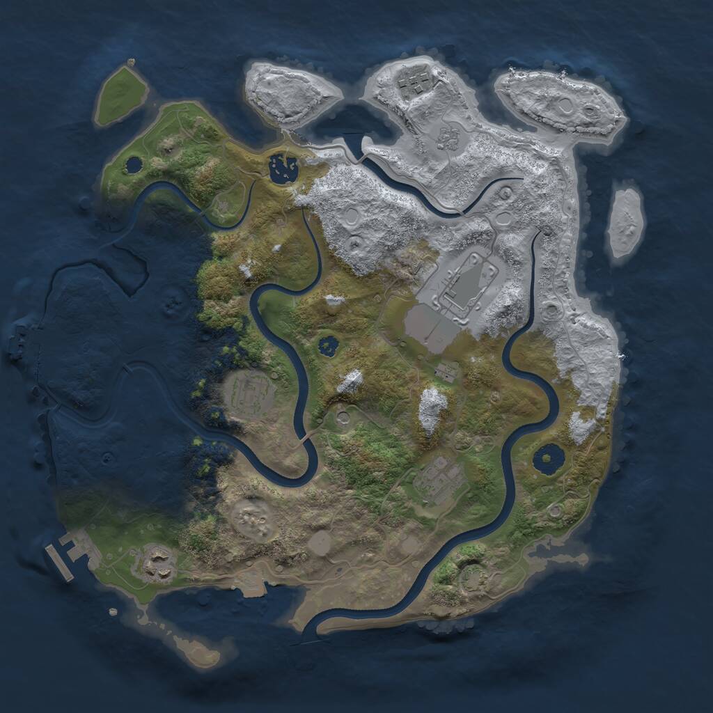 Rust Map: Procedural Map, Size: 3500, Seed: 1922410413, 12 Monuments