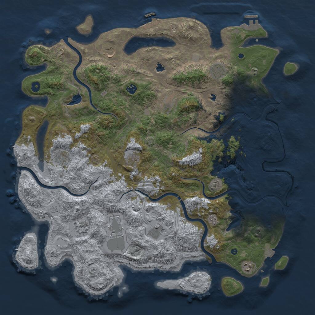 Rust Map: Procedural Map, Size: 4800, Seed: 1966211744, 17 Monuments