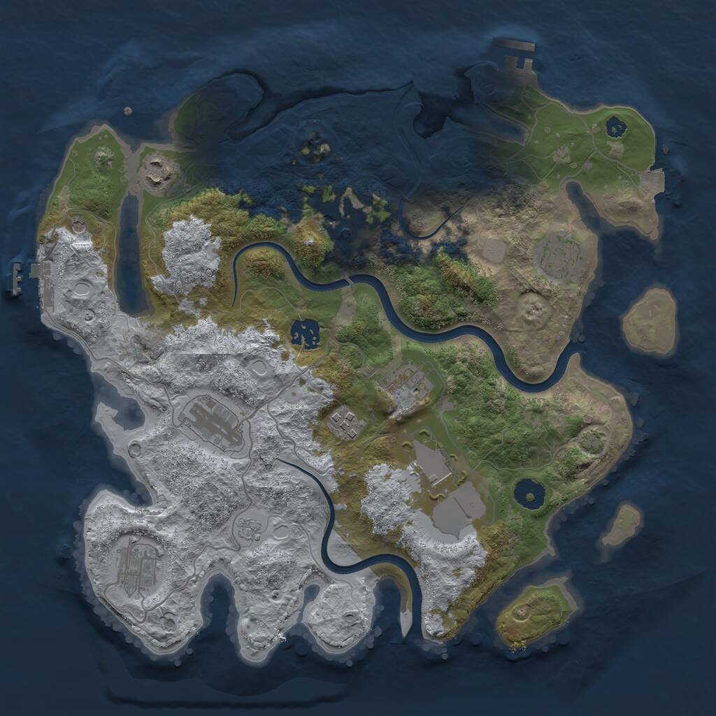 Rust Map: Procedural Map, Size: 3500, Seed: 84829524, 15 Monuments