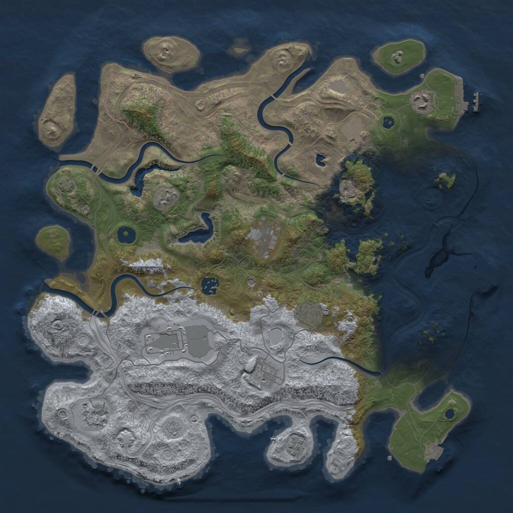 Rust Map: Procedural Map, Size: 4250, Seed: 1140382614, 15 Monuments