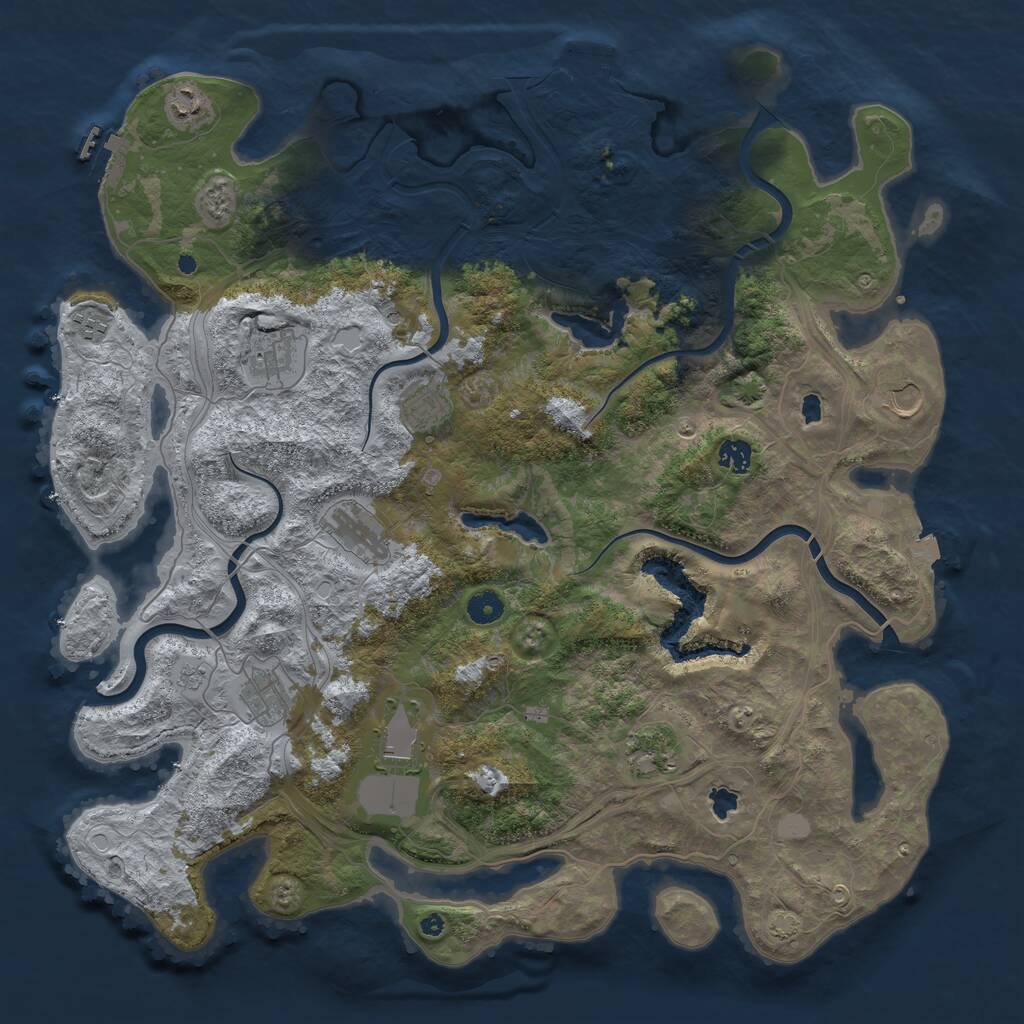 Rust Map: Procedural Map, Size: 4500, Seed: 499805861, 16 Monuments