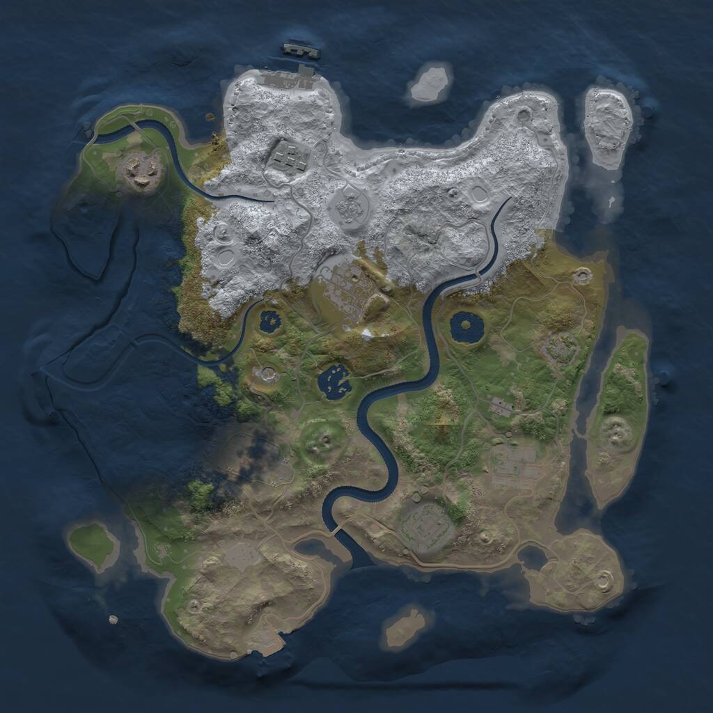 Rust Map: Procedural Map, Size: 3200, Seed: 753001880, 12 Monuments