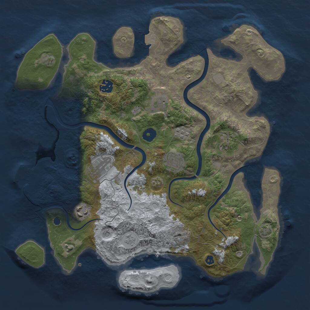 Rust Map: Procedural Map, Size: 3500, Seed: 767545461, 12 Monuments
