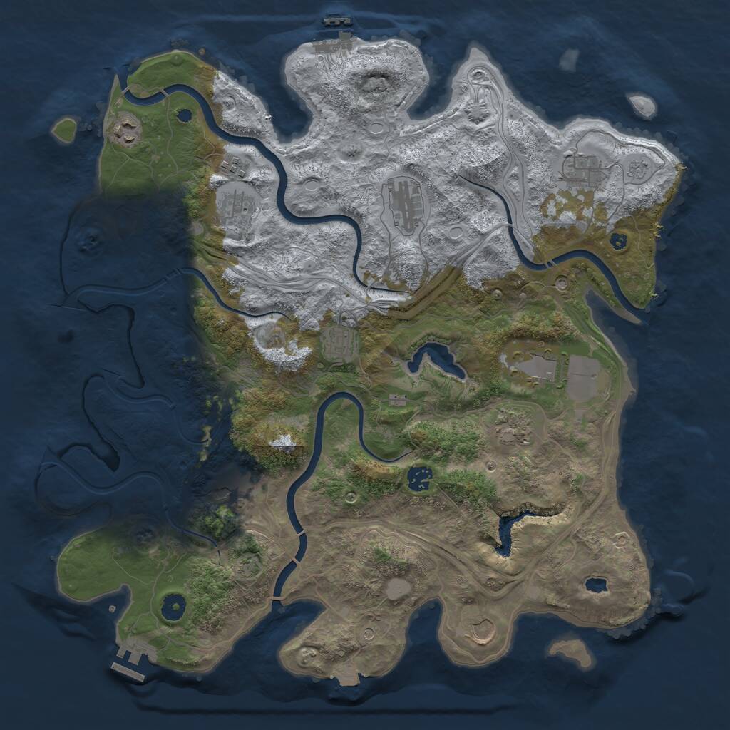 Rust Map: Procedural Map, Size: 4250, Seed: 623645820, 17 Monuments