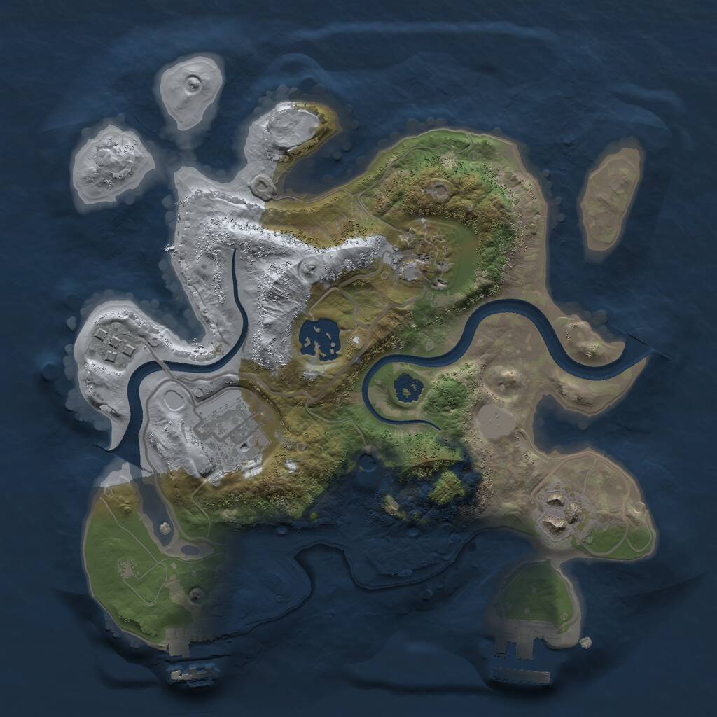 Rust Map: Procedural Map, Size: 2500, Seed: 62712403, 9 Monuments