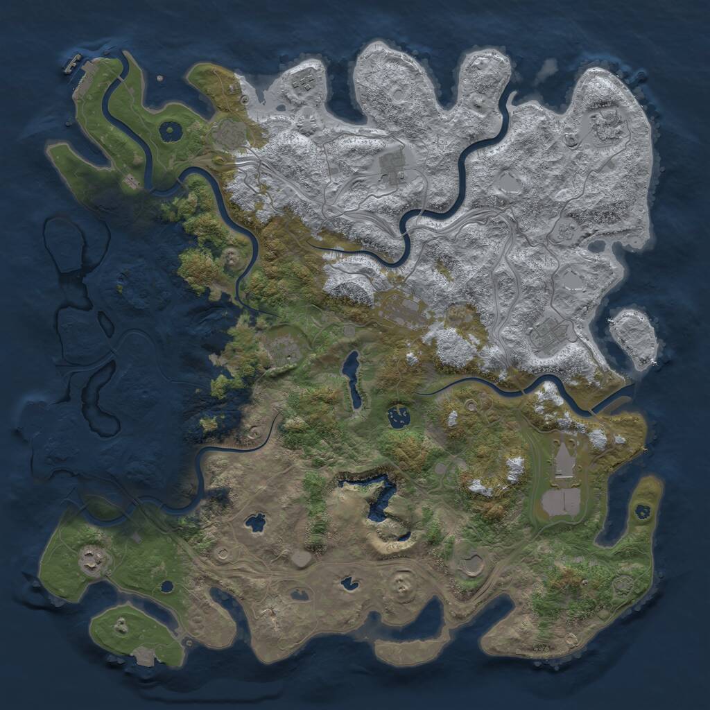 Rust Map: Procedural Map, Size: 4800, Seed: 2121098849, 17 Monuments