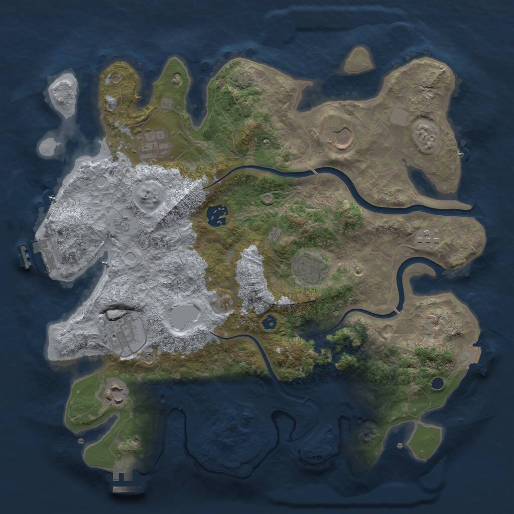 Rust Map: Procedural Map, Size: 3500, Seed: 1061162496, 13 Monuments