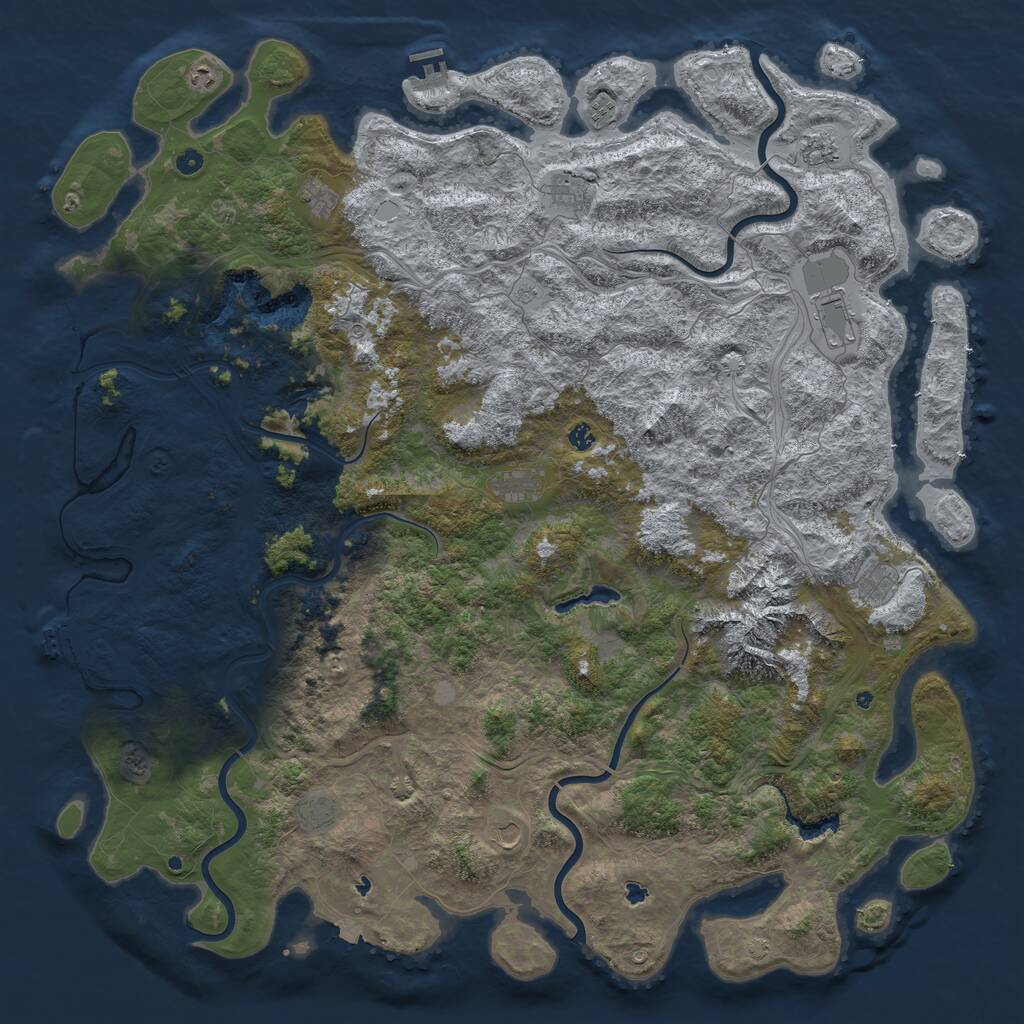 Rust Map: Procedural Map, Size: 6000, Seed: 41225566, 17 Monuments