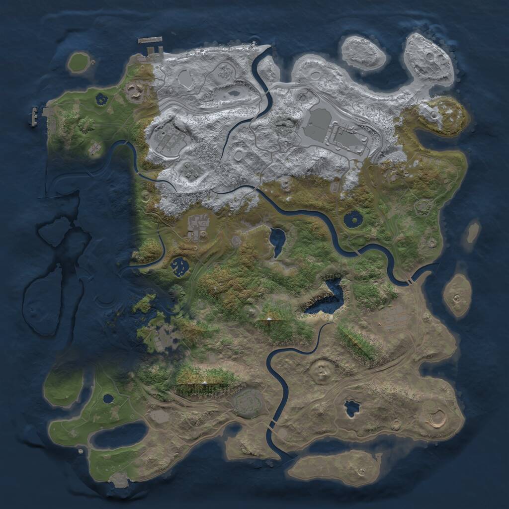 Rust Map: Procedural Map, Size: 4250, Seed: 1394146004, 17 Monuments