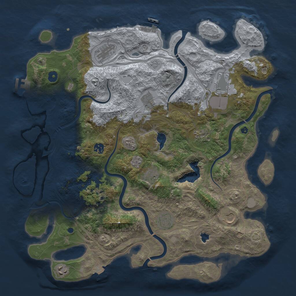 Rust Map: Procedural Map, Size: 4250, Seed: 1394146004, 16 Monuments