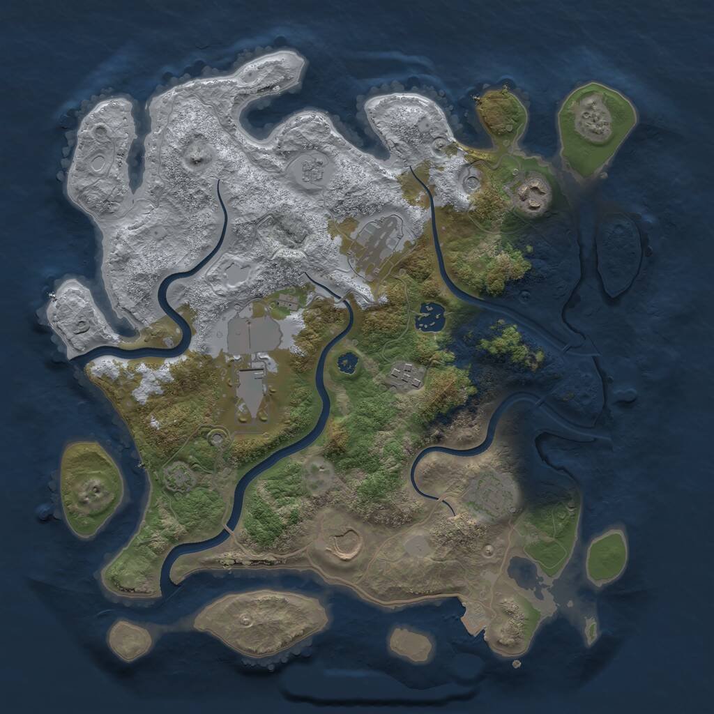 Rust Map: Procedural Map, Size: 3500, Seed: 1859273294, 11 Monuments