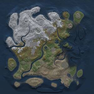 Thumbnail Rust Map: Procedural Map, Size: 3500, Seed: 1859273294, 11 Monuments