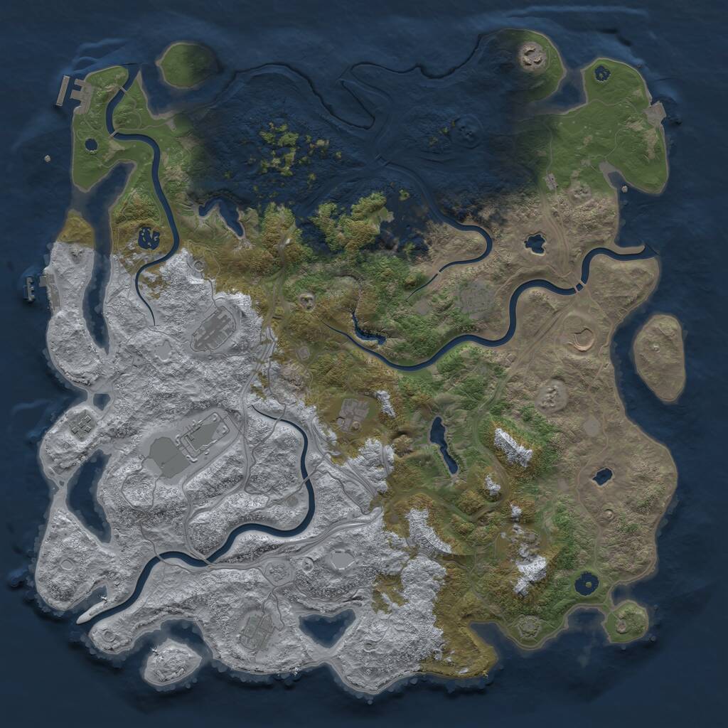 Rust Map: Procedural Map, Size: 4800, Seed: 749576550, 17 Monuments