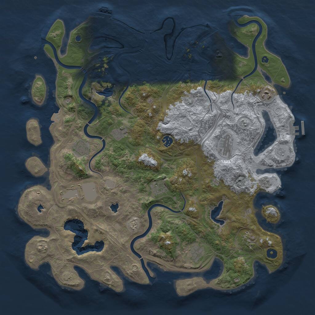 Rust Map: Procedural Map, Size: 4500, Seed: 814555571, 16 Monuments