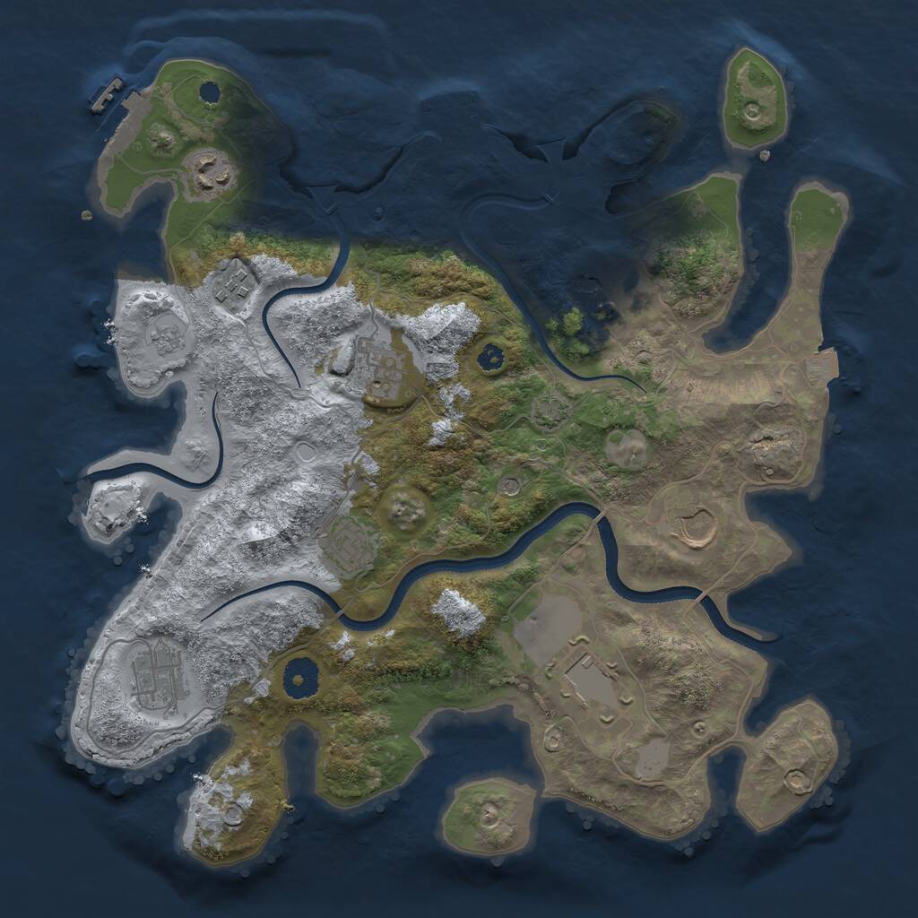 Rust Map: Procedural Map, Size: 3500, Seed: 1508416390, 14 Monuments