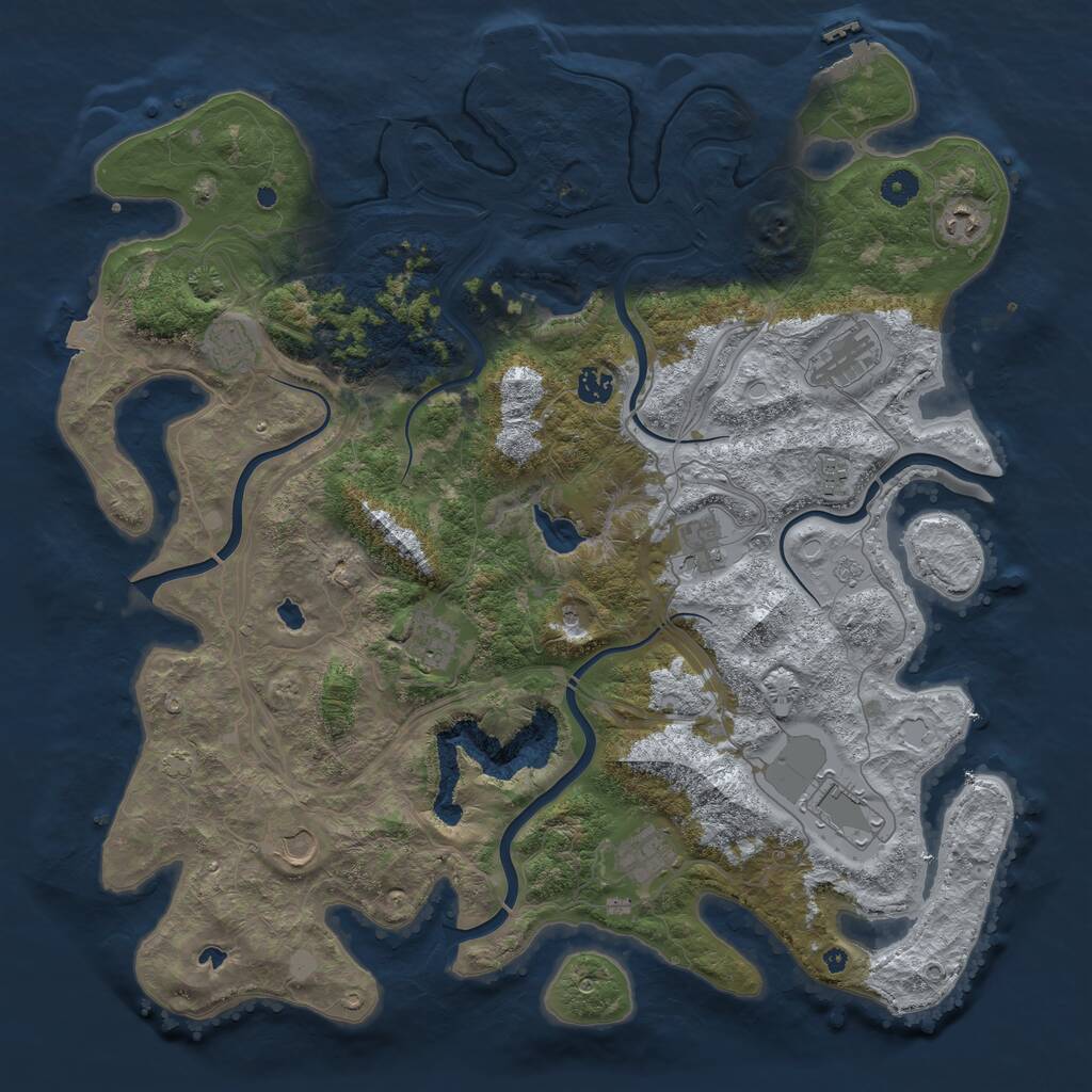 Rust Map: Procedural Map, Size: 4500, Seed: 517347, 16 Monuments