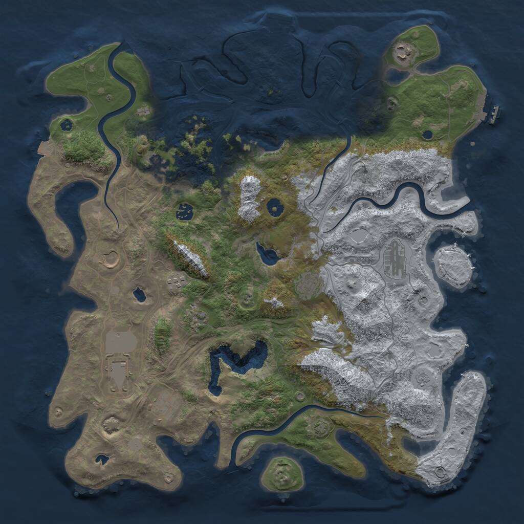 Rust Map: Procedural Map, Size: 4500, Seed: 517347, 16 Monuments