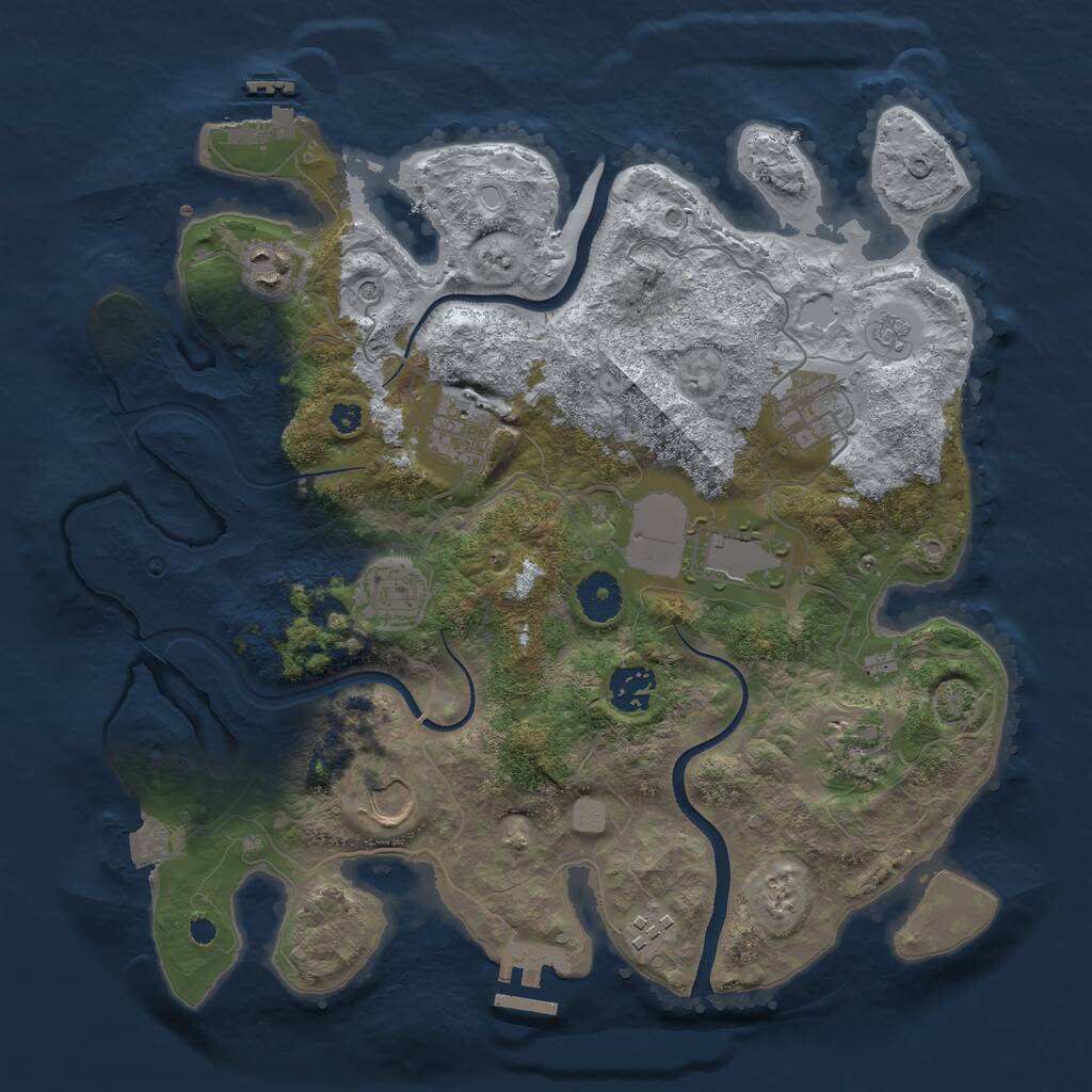 Rust Map: Procedural Map, Size: 3500, Seed: 1692275684, 15 Monuments