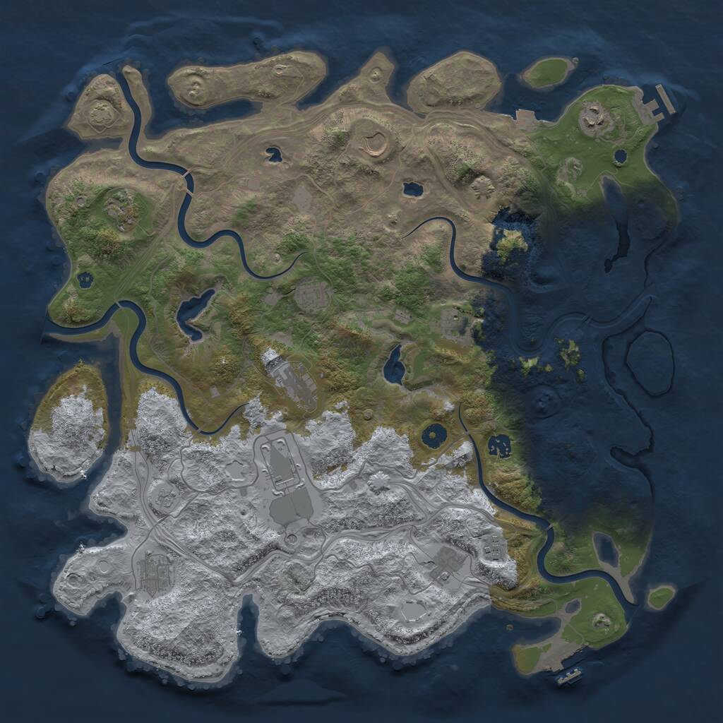 Rust Map: Procedural Map, Size: 4500, Seed: 51038167, 17 Monuments