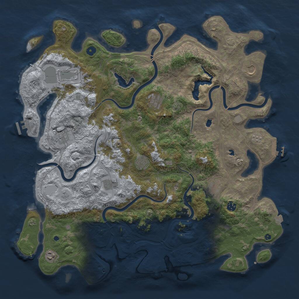 Rust Map: Procedural Map, Size: 4800, Seed: 1193266834, 17 Monuments