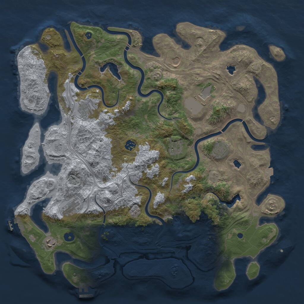 Rust Map: Procedural Map, Size: 4500, Seed: 1619248769, 15 Monuments