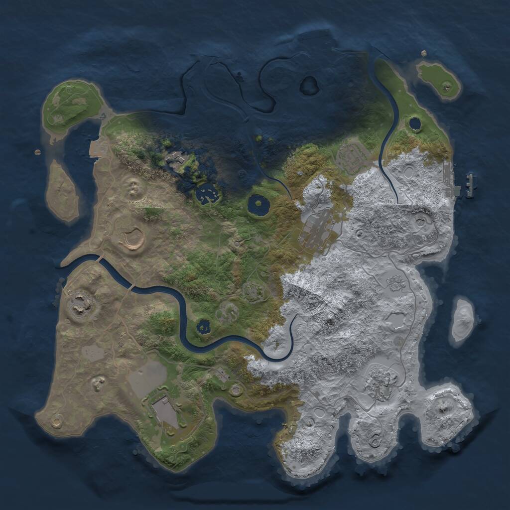 Rust Map: Procedural Map, Size: 3500, Seed: 313681163, 14 Monuments