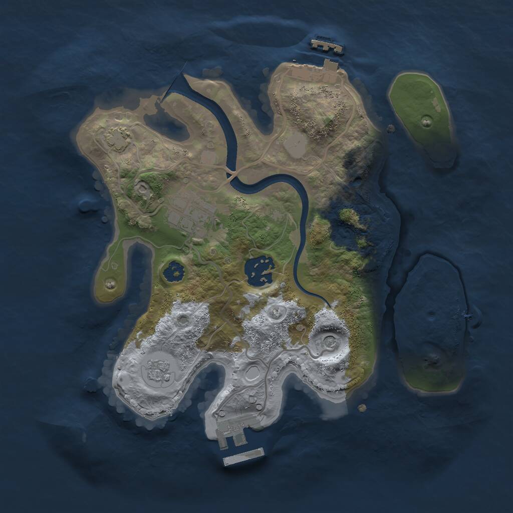 Rust Map: Procedural Map, Size: 2500, Seed: 34535534, 8 Monuments
