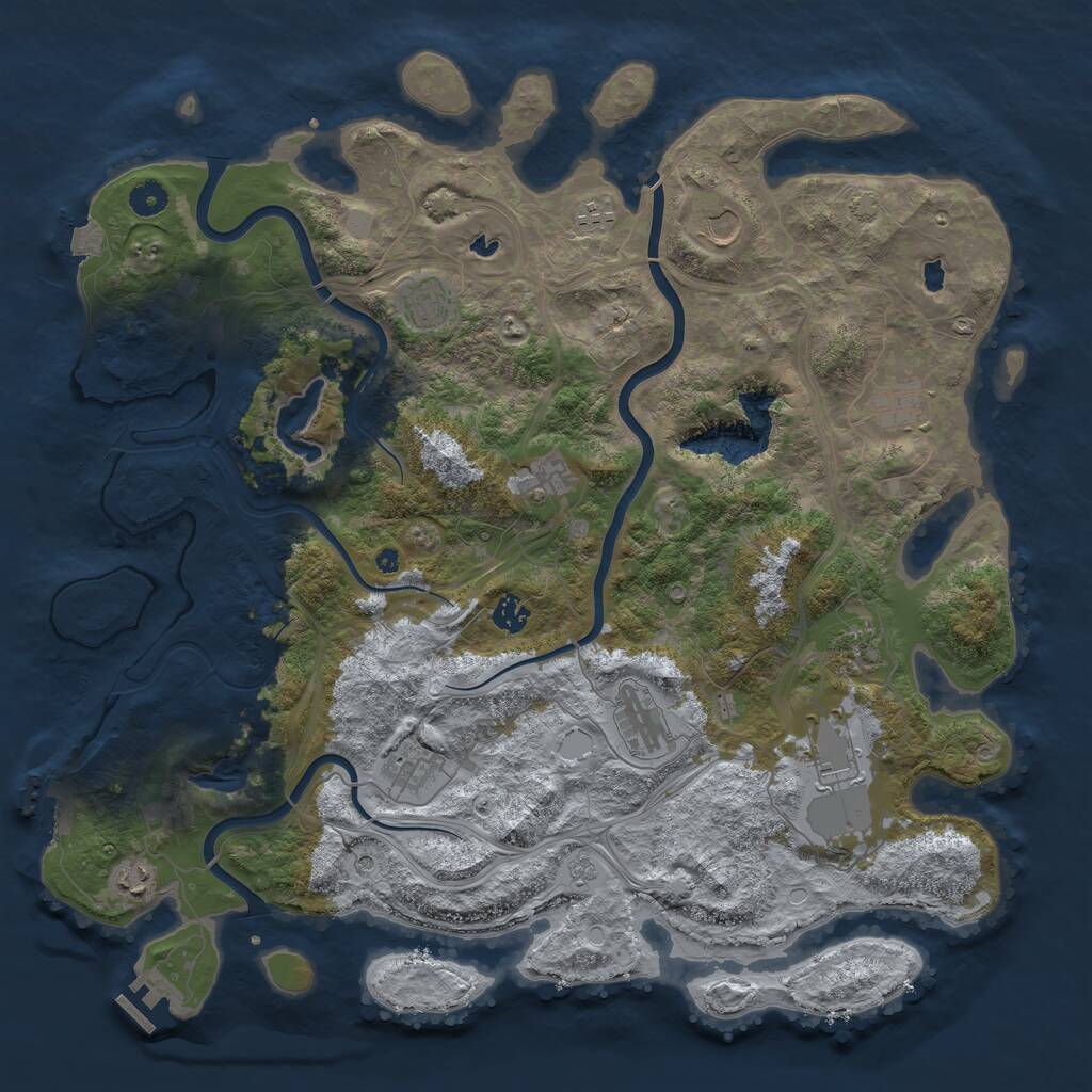 Rust Map: Procedural Map, Size: 4500, Seed: 758105482, 17 Monuments
