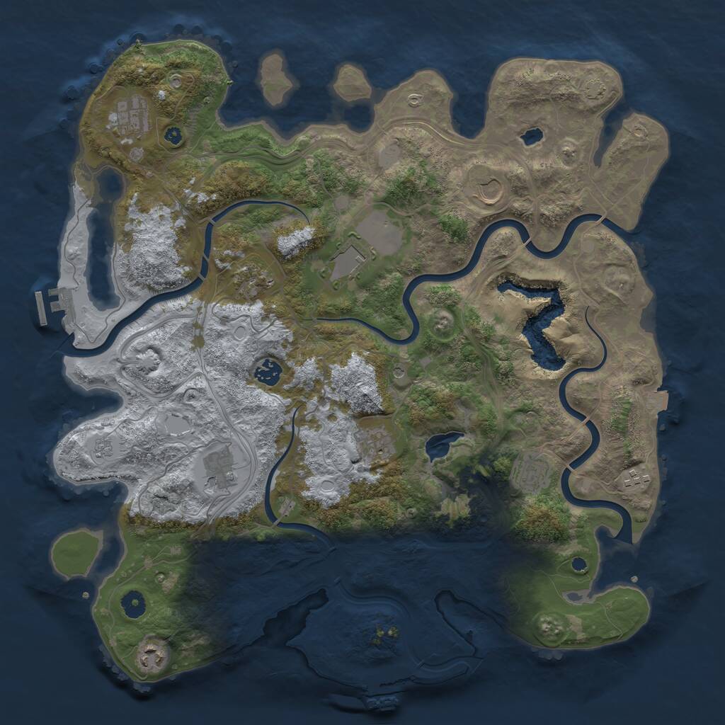 Rust Map: Procedural Map, Size: 4250, Seed: 27912, 16 Monuments