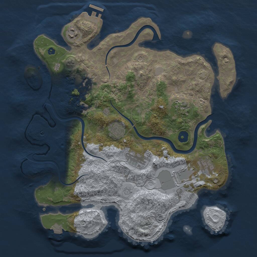 Rust Map: Procedural Map, Size: 3500, Seed: 643807848, 13 Monuments
