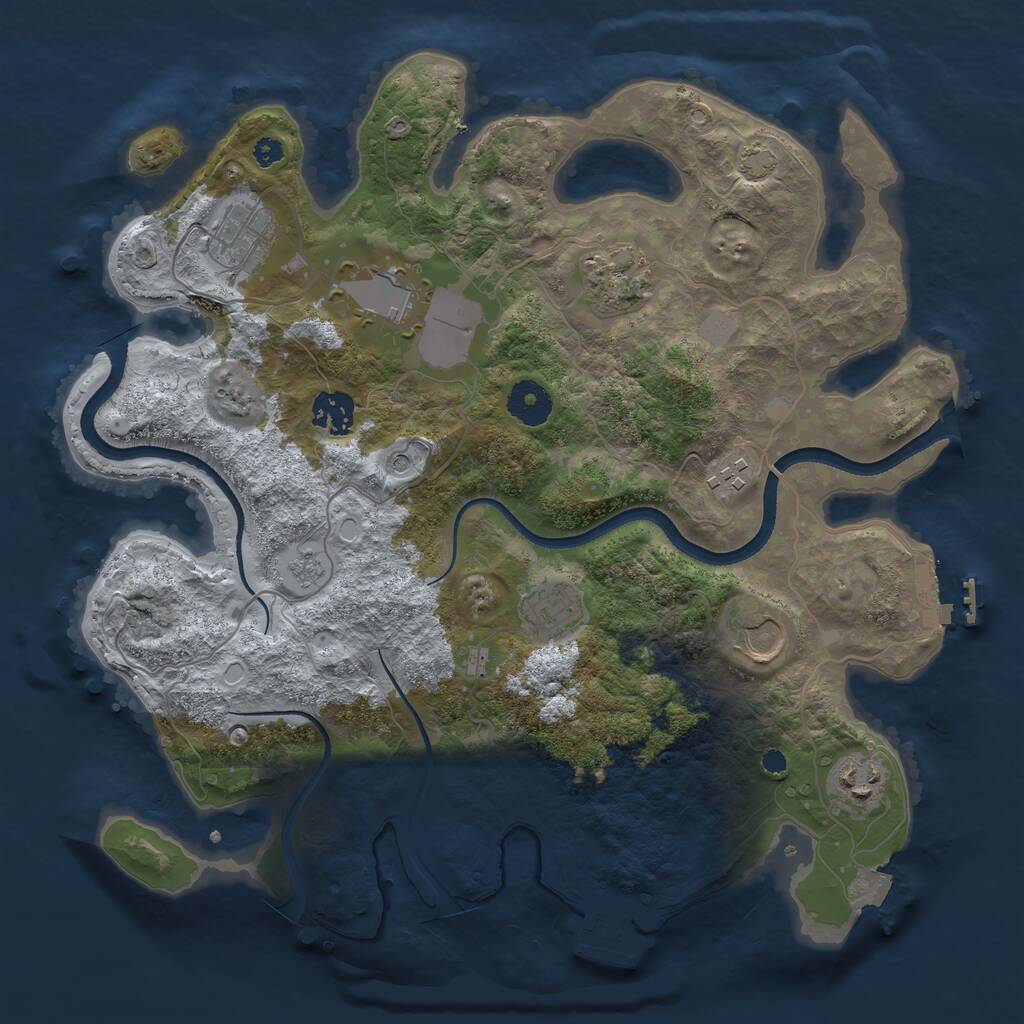 Rust Map: Procedural Map, Size: 3500, Seed: 201668968, 14 Monuments