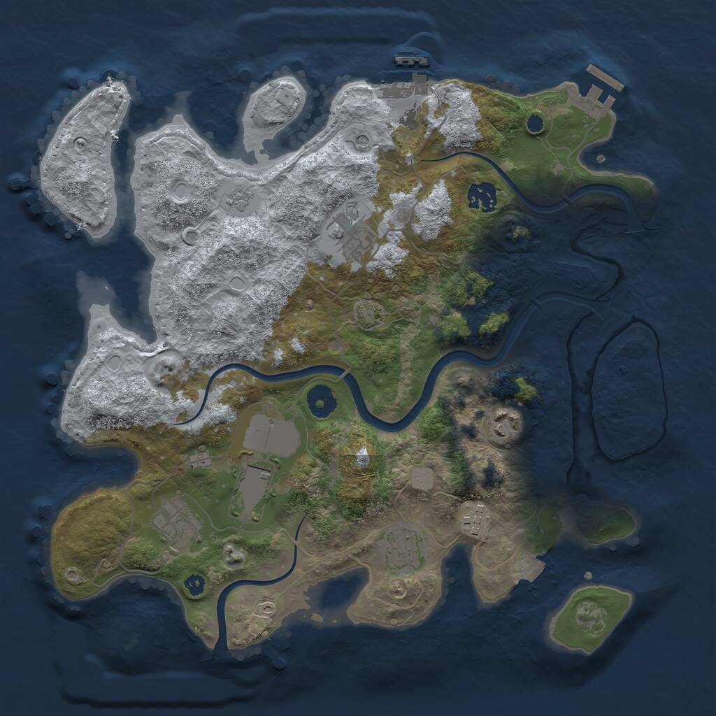Rust Map: Procedural Map, Size: 3500, Seed: 55260055, 13 Monuments