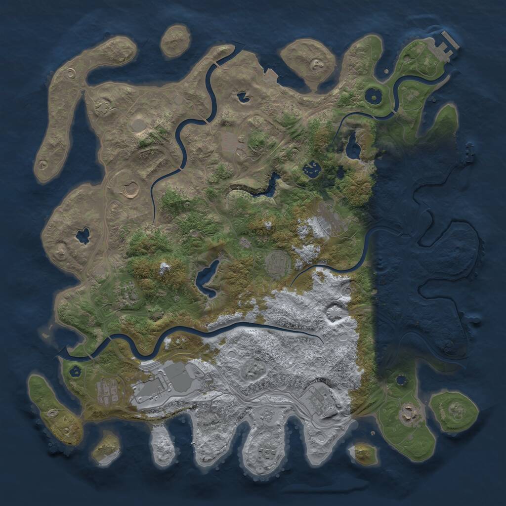 Rust Map: Procedural Map, Size: 4500, Seed: 113980230, 17 Monuments