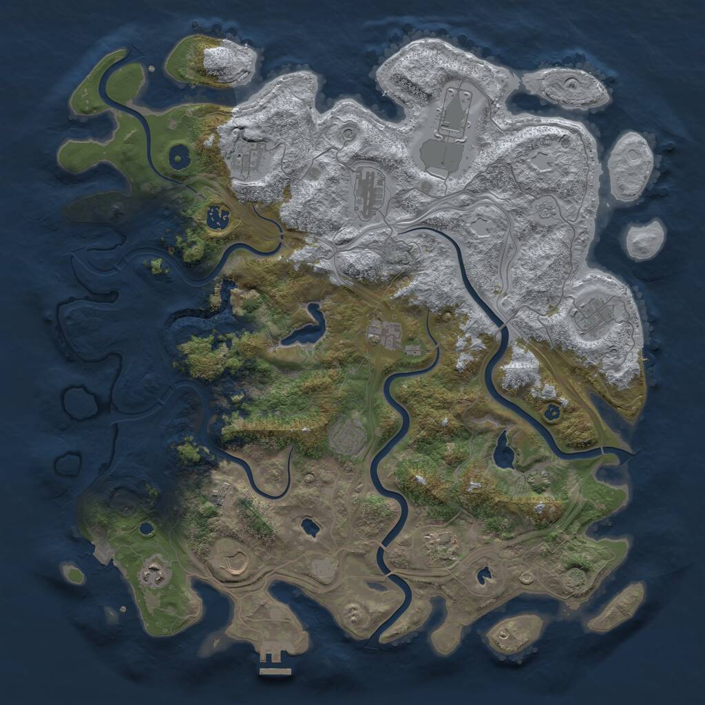 Rust Map: Procedural Map, Size: 4500, Seed: 1341478674, 16 Monuments
