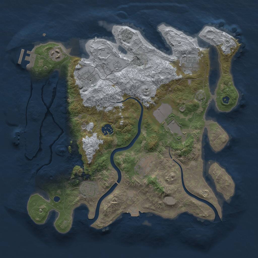 Rust Map: Procedural Map, Size: 3500, Seed: 1169978089, 14 Monuments