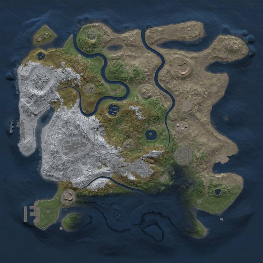 Rust Map: Procedural Map, Size: 3500, Seed: 777534, 14 Monuments