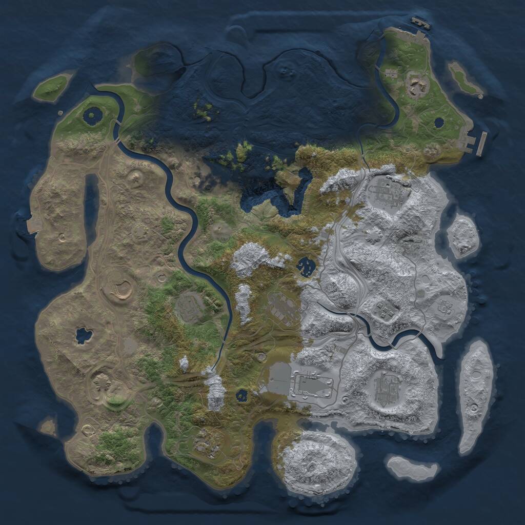 Rust Map: Procedural Map, Size: 4250, Seed: 415866638, 17 Monuments
