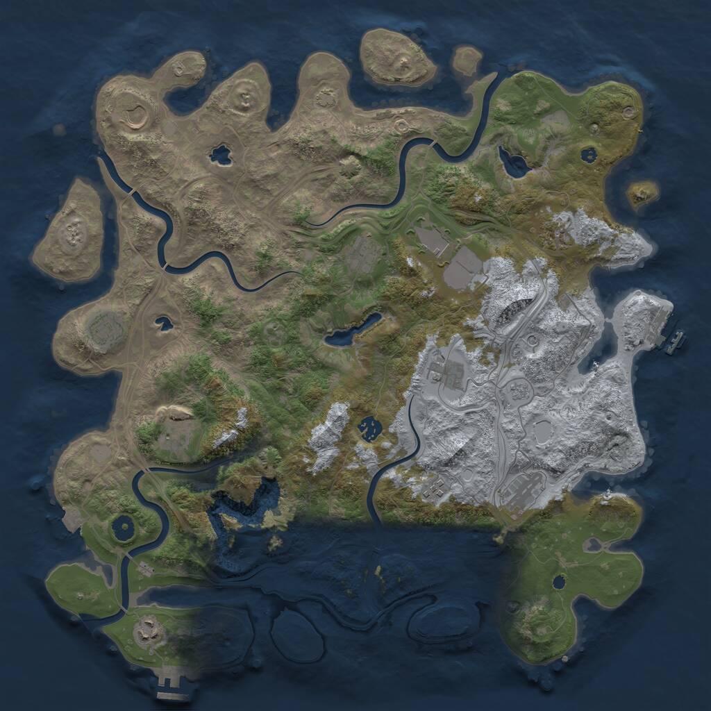 Rust Map: Procedural Map, Size: 4500, Seed: 351007937, 17 Monuments