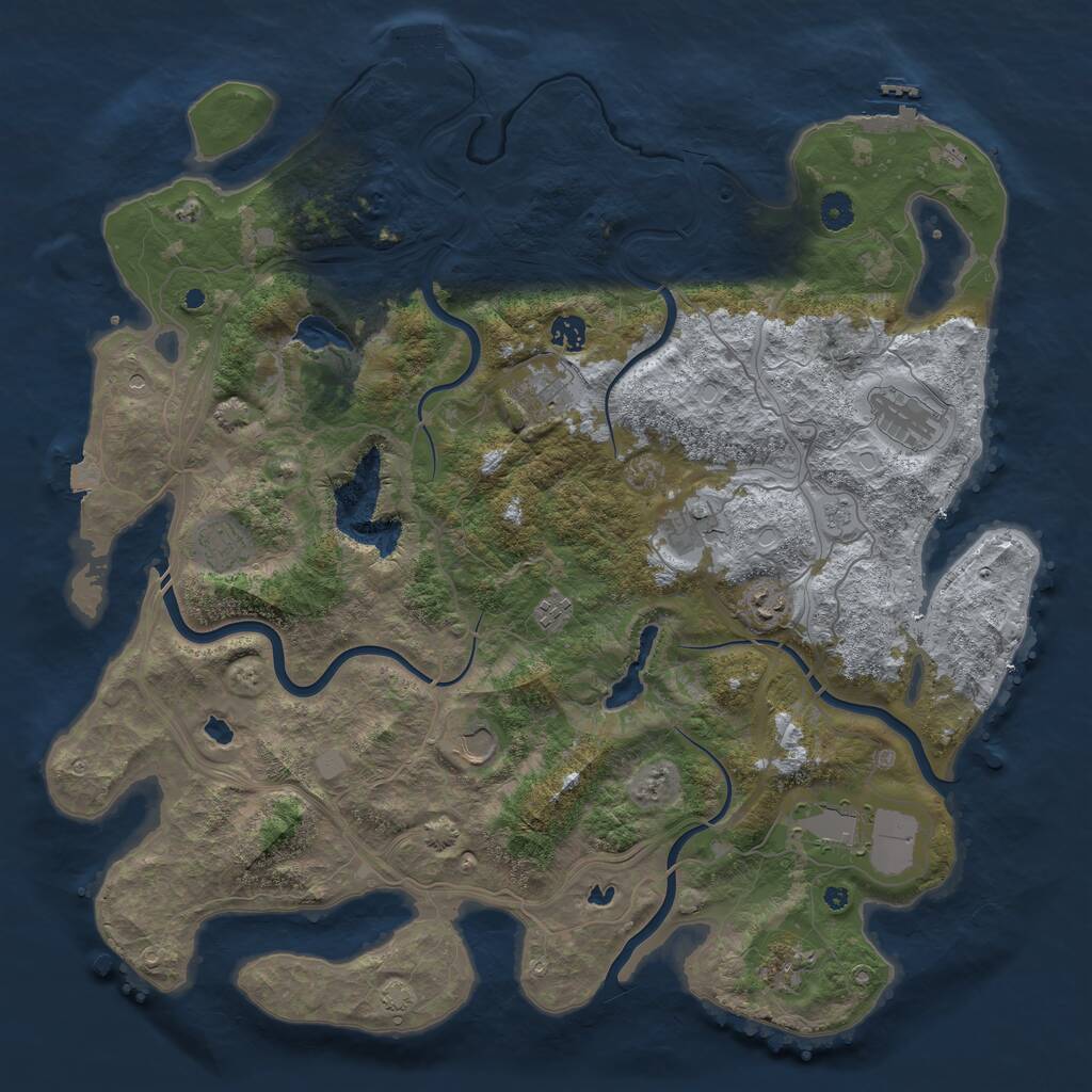 Rust Map: Procedural Map, Size: 4500, Seed: 180704797, 16 Monuments