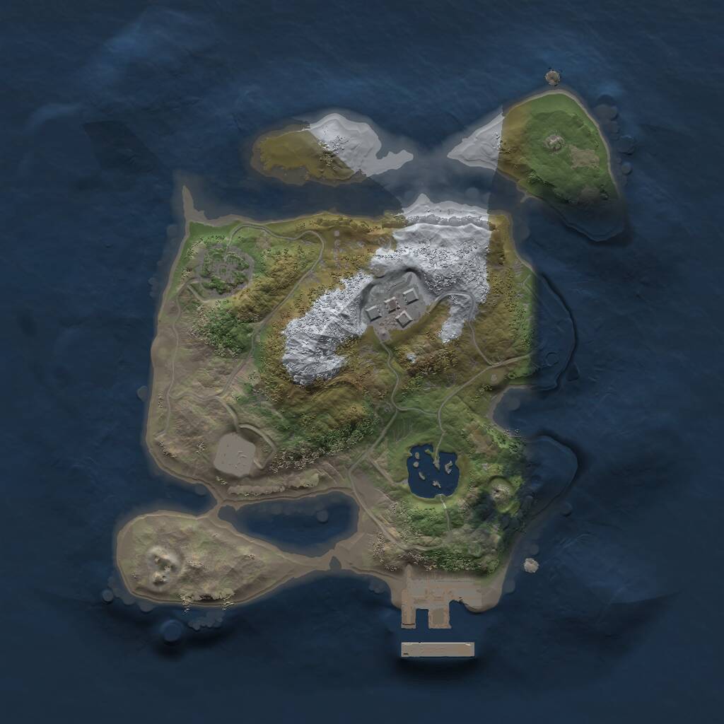 Rust Map: Procedural Map, Size: 2000, Seed: 1409107348, 5 Monuments