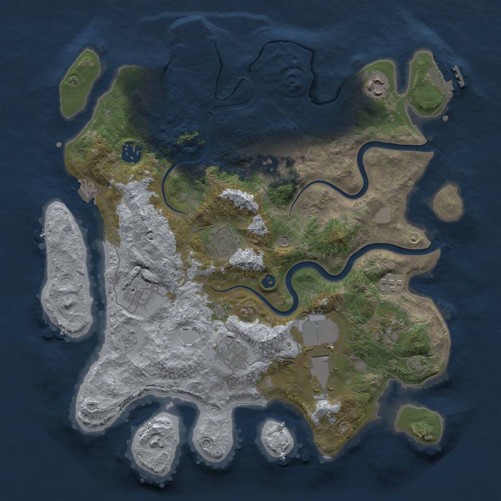 Rust Map: Procedural Map, Size: 3600, Seed: 30513440, 15 Monuments
