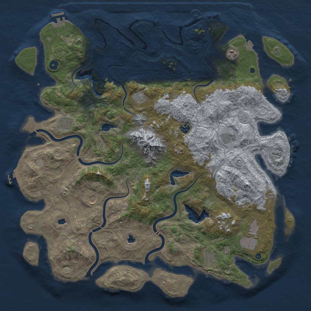 Rust Map: Procedural Map, Size: 5000, Seed: 652025, 16 Monuments
